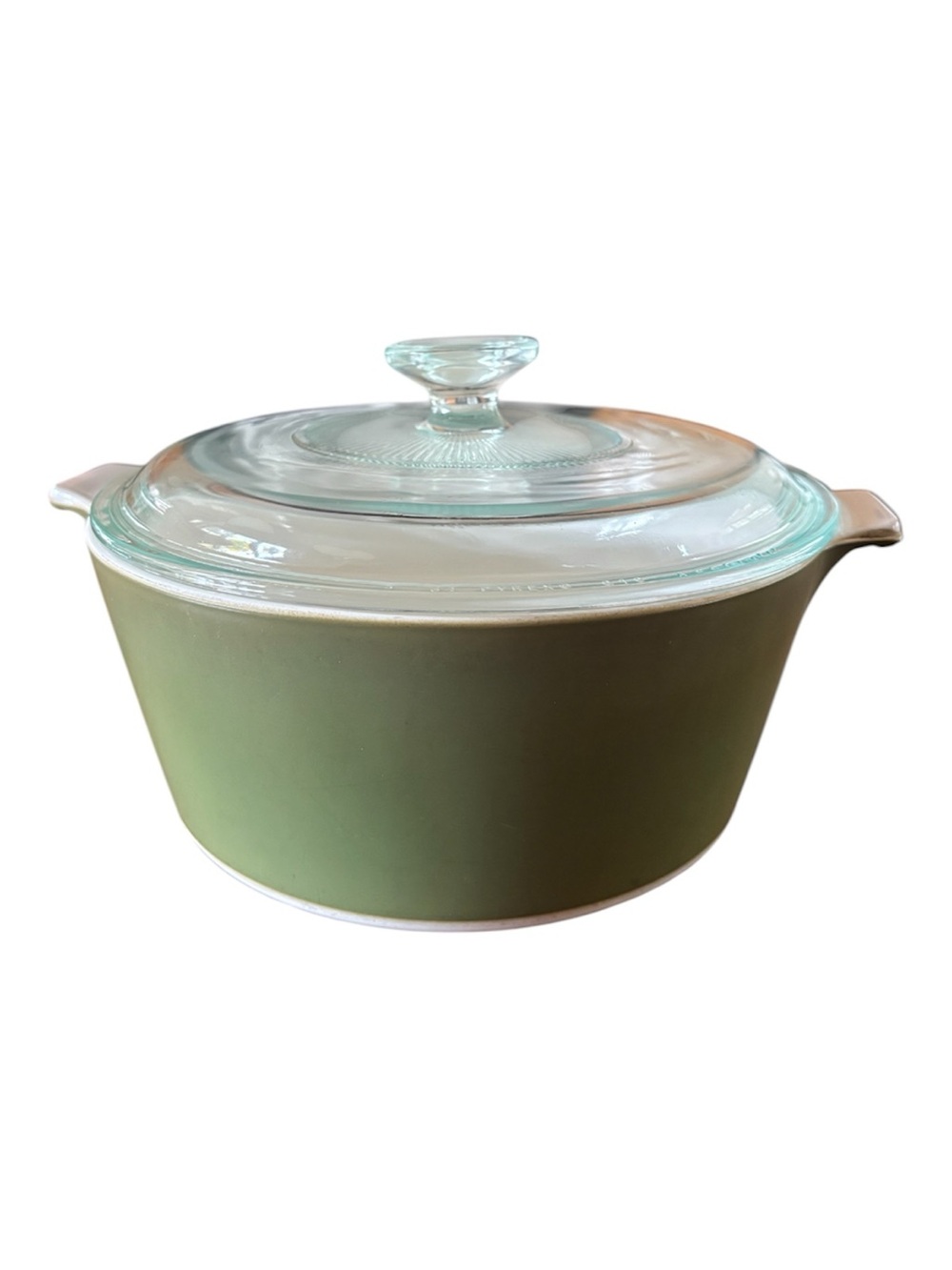Vintage Corning Ware Avocado Green Round Casserole with Pyrex Lid, 10 cups